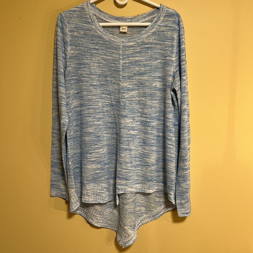 Sundance Womens Long Sleeve Tunic Top Hi-Lo Hem Sz Large Blue Lounge Comfy